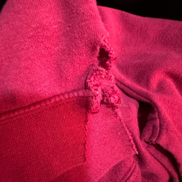 Nike L 5/$15 XL 1X 2x too Hoodie cowl Red Kangaroo Pocket Sweatshirt DISTRESSED - Picture 8 of 10